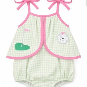 ANGEL DEAR NWT 0-3 m pink / Green Gingham Golf Bubble Romper - Kids Accessories